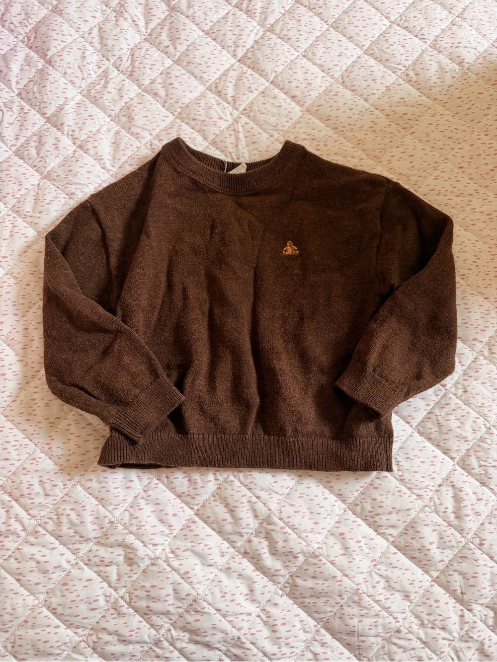 GAP Brown Crewneck Sweater with Gold Embroidered Motif